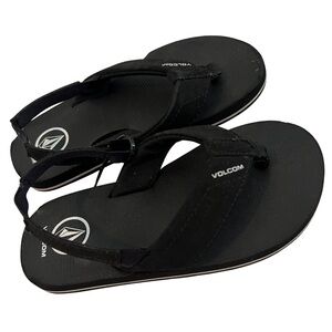 Volcom Little Baby Boy 7 Black Flip Flop Sandals Adjustable Back Strap Walking